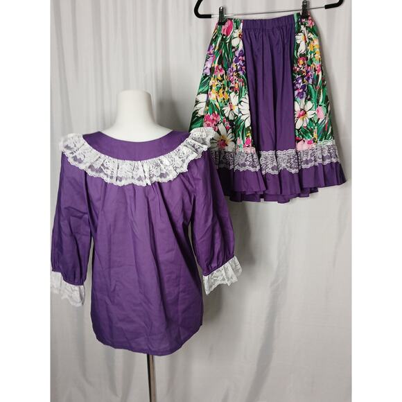 Vintage Pitchfork Brand Country Western Line Dancing Skirt and Top Set Purple S - Picture 2 of 12